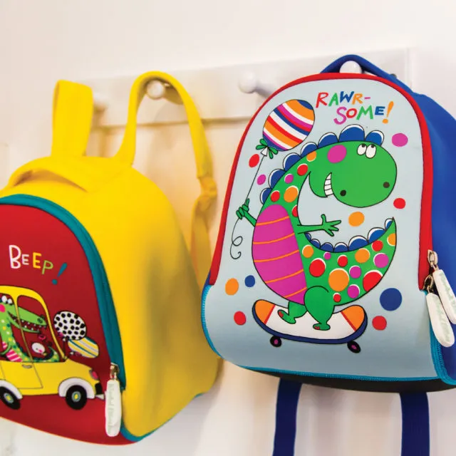 Rachel Ellen Small Neoprene Rucksacks - Dinosaur