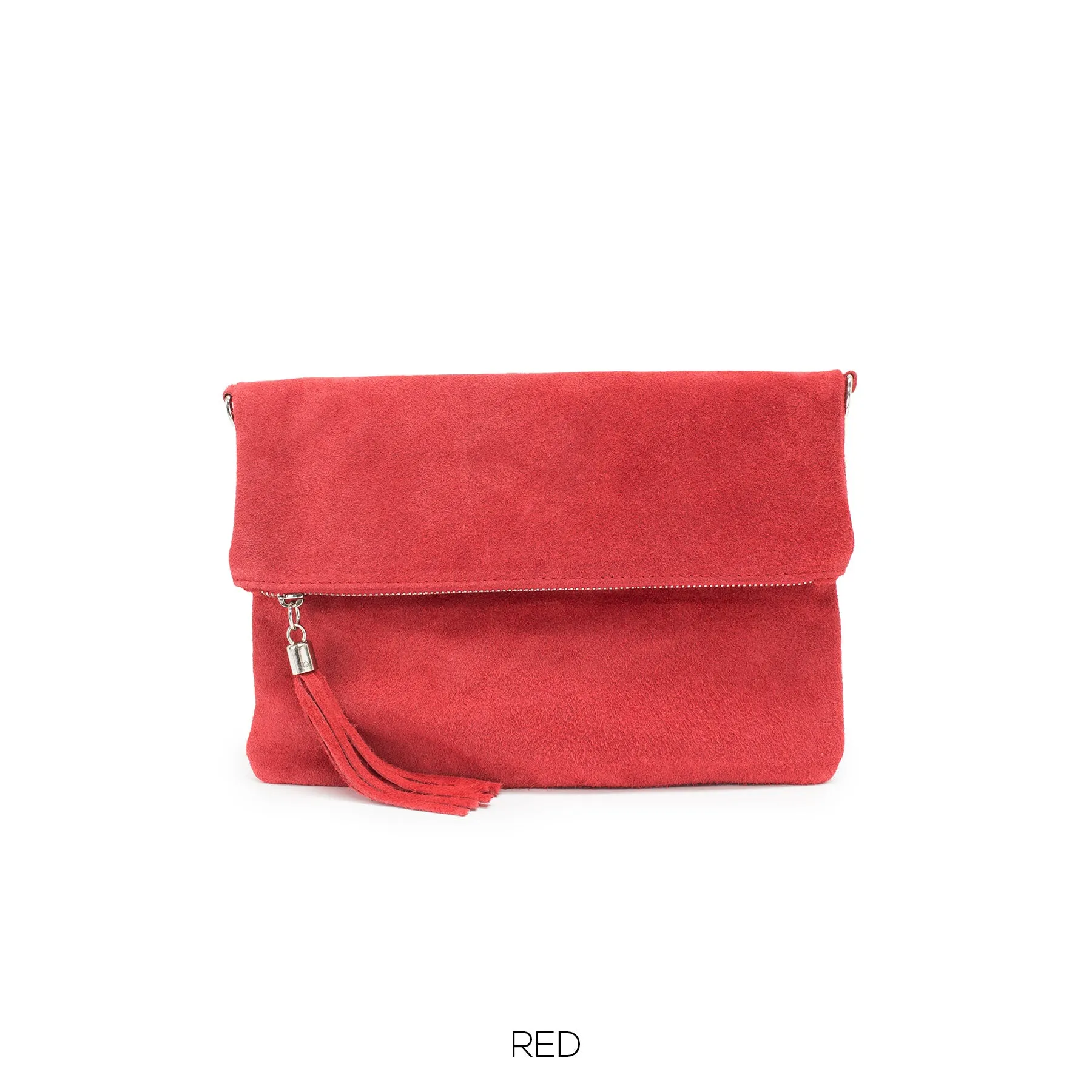 Red Suede Clutch Bag