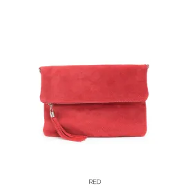 Red Suede Clutch Bag