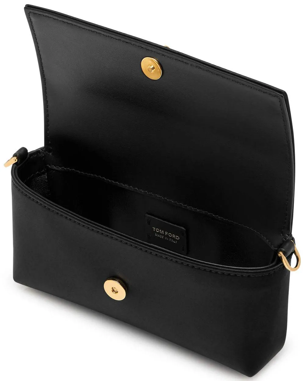 Satin Padlock Clutch in Black