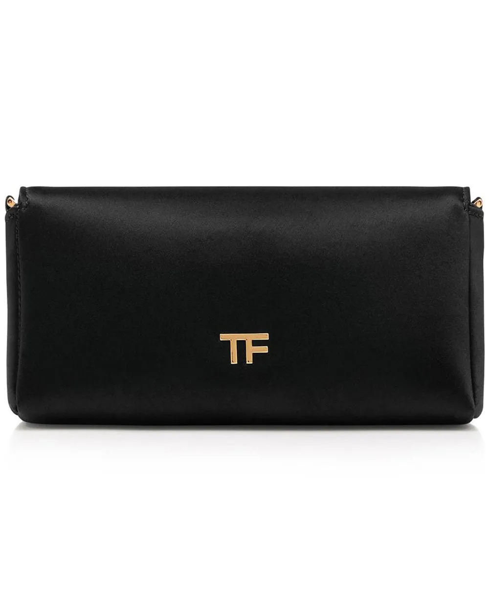 Satin Padlock Clutch in Black