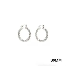 Silver Twist Textured Aluminum Water Resistant Hoop Earring