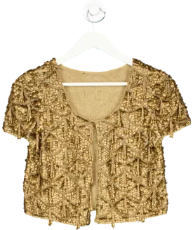 Topshop Metallic Embellished Beaded Top UK 6
