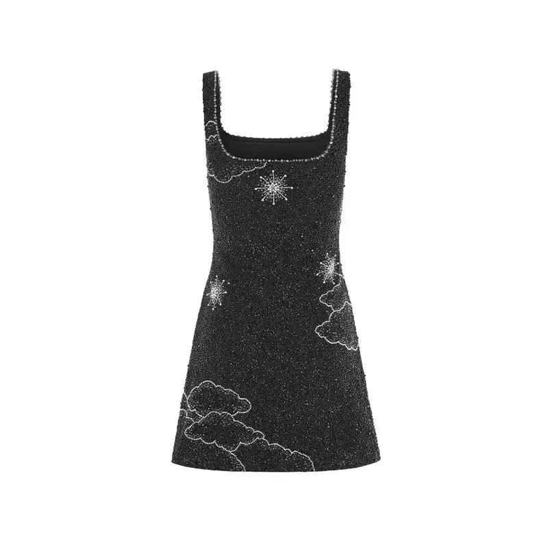 Torri – Celestial sequin motif – Strappy mini dress