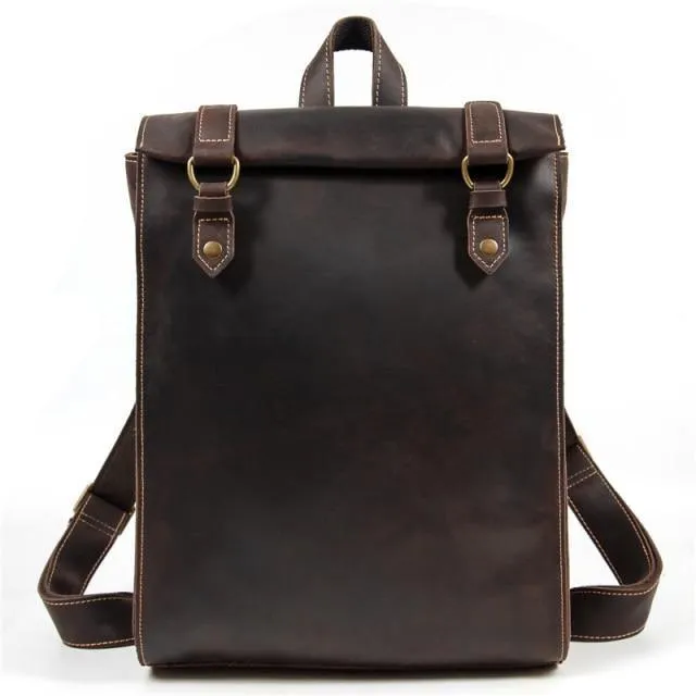 Vintage Mens Leather Backpack Retro Rucksack Travel Bag