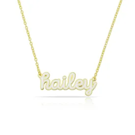 Water Resistant Custom Cursive Enamel Necklace