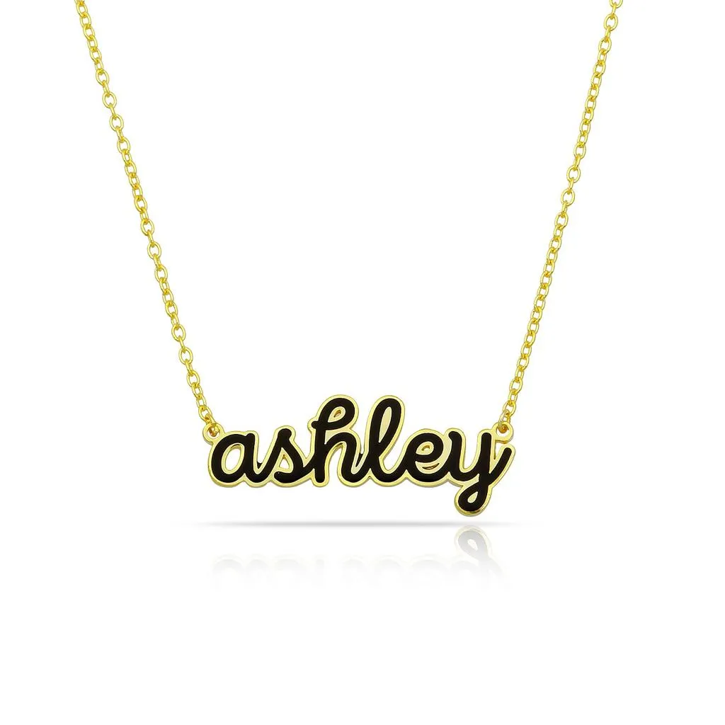 Water Resistant Custom Cursive Enamel Necklace