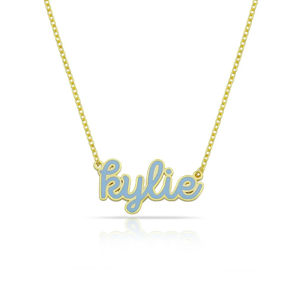 Water Resistant Custom Cursive Enamel Necklace