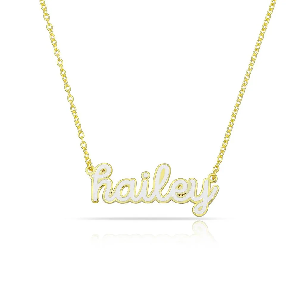 Water Resistant Custom Cursive Enamel Necklace