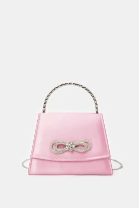 Women Pink Embellished With Hop Handle Evening Clutch